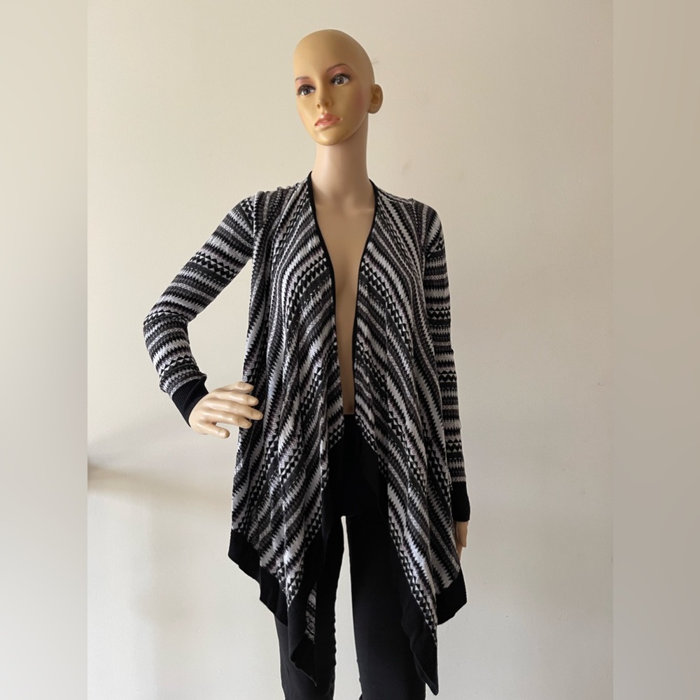 Black and White Asymmetrical Cardigan